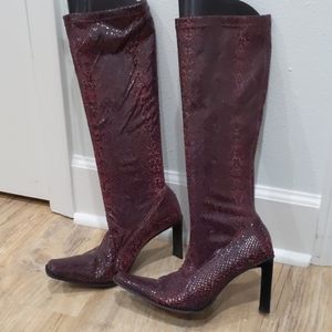 Bebe purple snakeskin knee high boots vintage sexy
